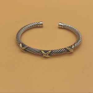 David Yurman 5mm Sterling Bangle with qty3 14k X Station